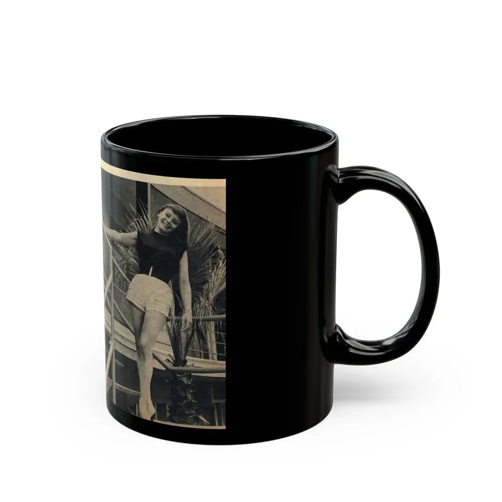 Janet Munro #35 8x10 Late 50's Magazine Page Pin-Up with Caption from Article (Vintage Female Icon) Black Coffee Mug - Go Mug Yourself