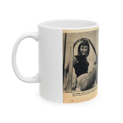 Janet Munro #35 8x10 Late 50's Magazine Page Pin-Up with Caption from Article (Vintage Female Icon) White Coffee Mug - Go Mug Yourself