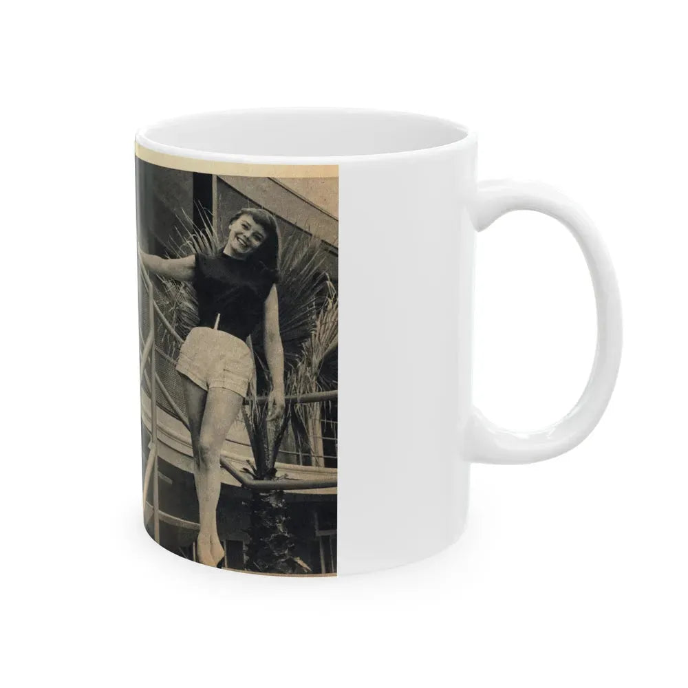 Janet Munro #35 8x10 Late 50's Magazine Page Pin-Up with Caption from Article (Vintage Female Icon) White Coffee Mug - Go Mug Yourself