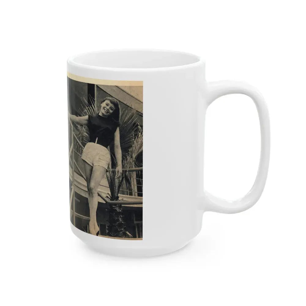 Janet Munro #35 8x10 Late 50's Magazine Page Pin-Up with Caption from Article (Vintage Female Icon) White Coffee Mug - Go Mug Yourself