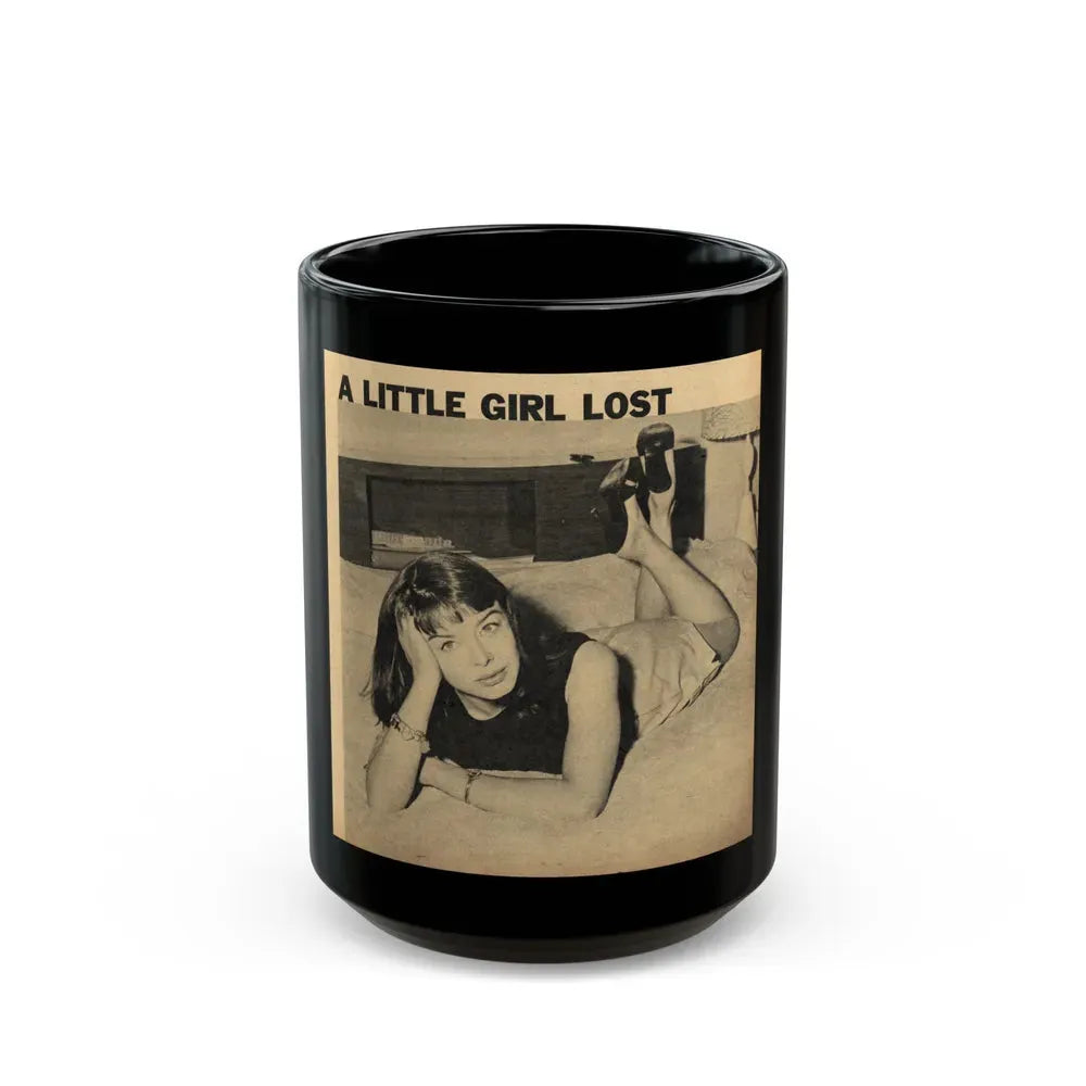 Janet Munro #356 8x10 Late 50's Magazine Page Pin-Up with Caption from Article (Vintage Female Icon) Black Coffee Mug 15oz - Go Mug Yourself