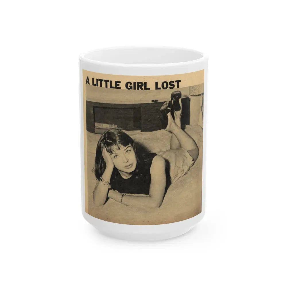 Janet Munro #356 8x10 Late 50's Magazine Page Pin-Up with Caption from Article (Vintage Female Icon) White Coffee Mug 15oz - Go Mug Yourself
