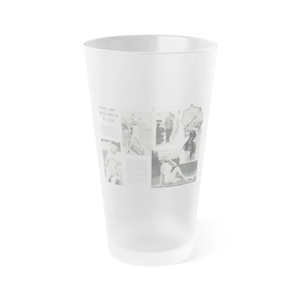 Janette Scott #42 - 5 B&W Photos & Article from Magazine (Vintage Female Icon) Frosted Pint Glass 16oz 16oz Frosted - Go Mug Yourself