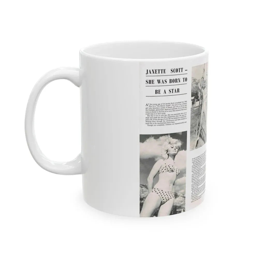 Janette Scott #42 - 5 B&W Photos & Article from Magazine (Vintage Female Icon) White Coffee Mug - Go Mug Yourself