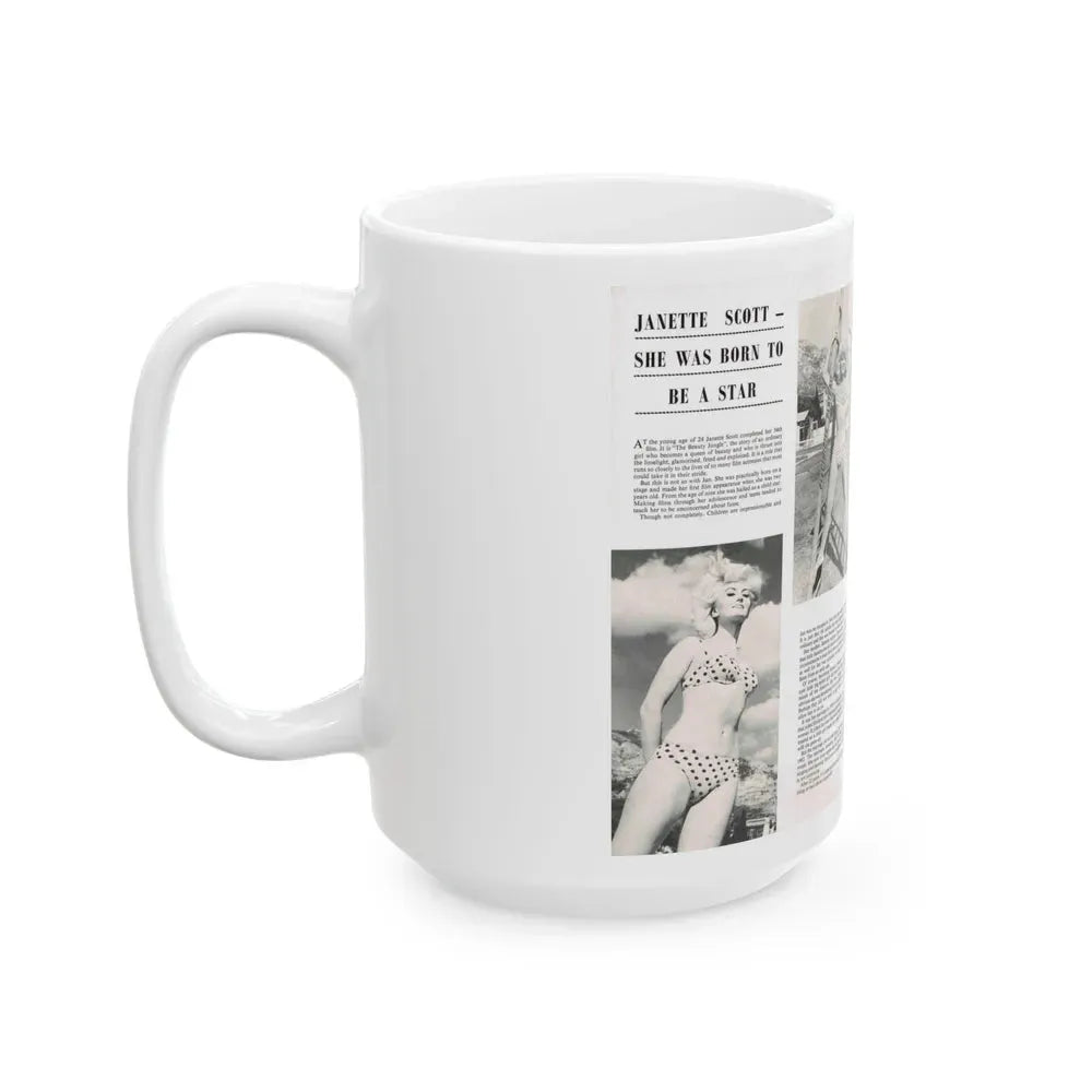 Janette Scott #42 - 5 B&W Photos & Article from Magazine (Vintage Female Icon) White Coffee Mug - Go Mug Yourself