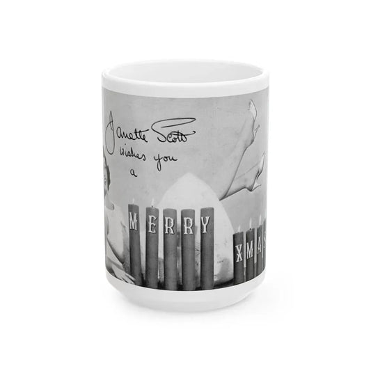 Janette Scott #47 (Vintage Female Icon) White Coffee Mug 15oz - Go Mug Yourself