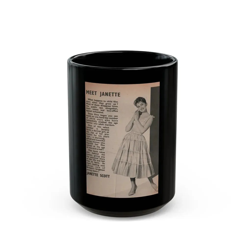 Janette Scott #52 - Life Story+Glamour Photos #38 Fans Star Library - Intro to Janette (Vintage Female Icon) Black Coffee Mug 15oz - Go Mug Yourself