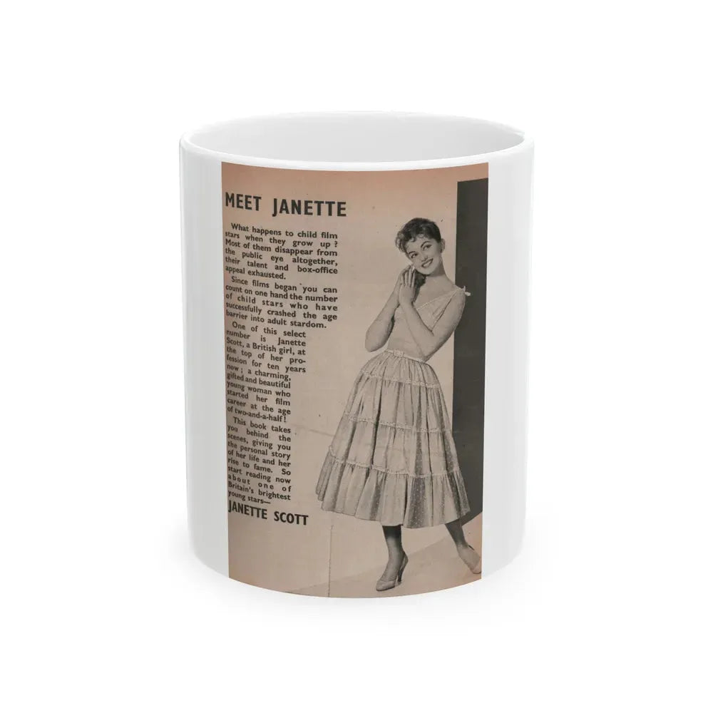 Janette Scott #52 - Life Story+Glamour Photos #38 Fans Star Library - Intro to Janette (Vintage Female Icon) White Coffee Mug 11oz - Go Mug Yourself
