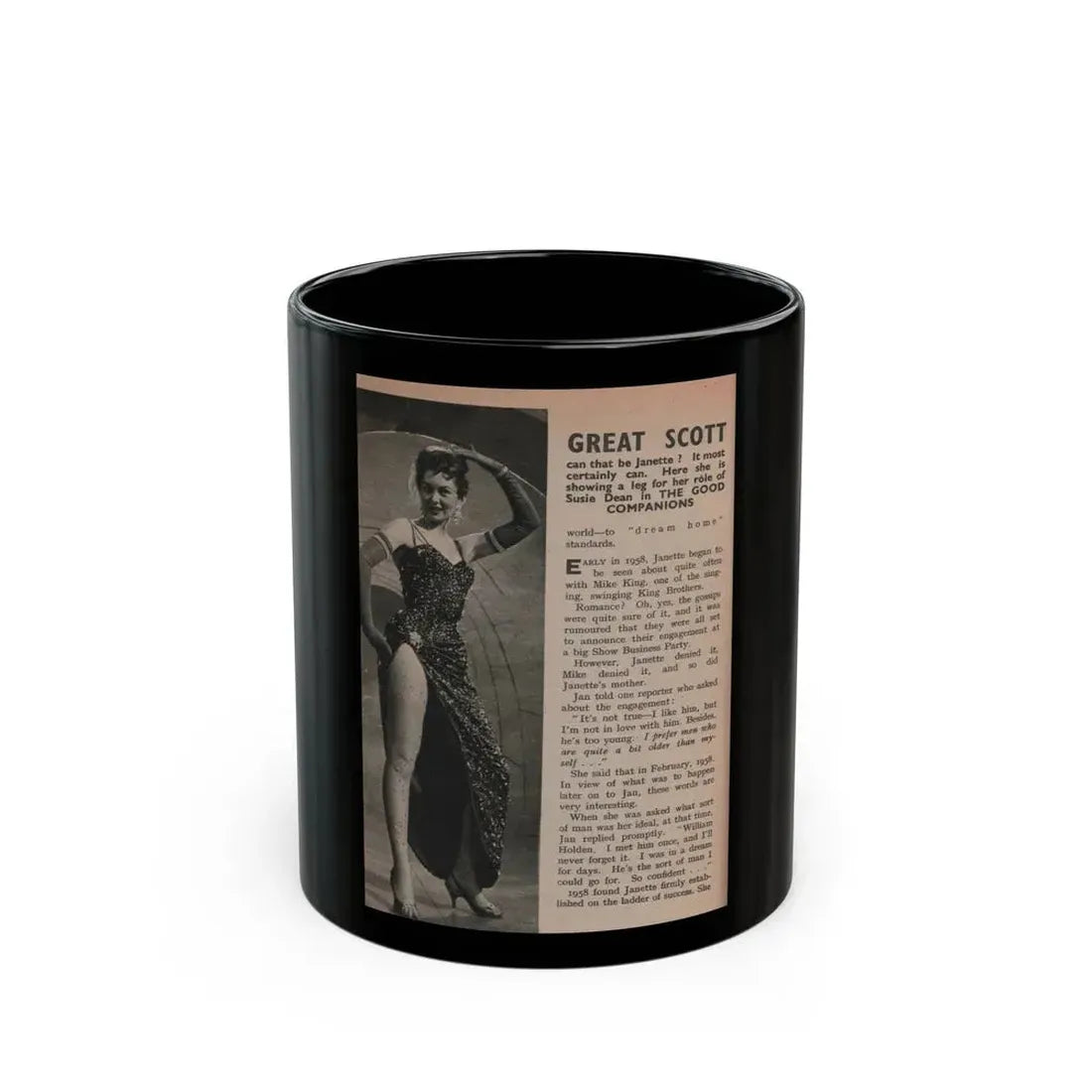 Janette Scott #57 - Life Story+Glamour Photos #38 Fans Star Library - Glamour Photo #5 (Vintage Female Icon) Black Coffee Mug 11oz - Go Mug Yourself