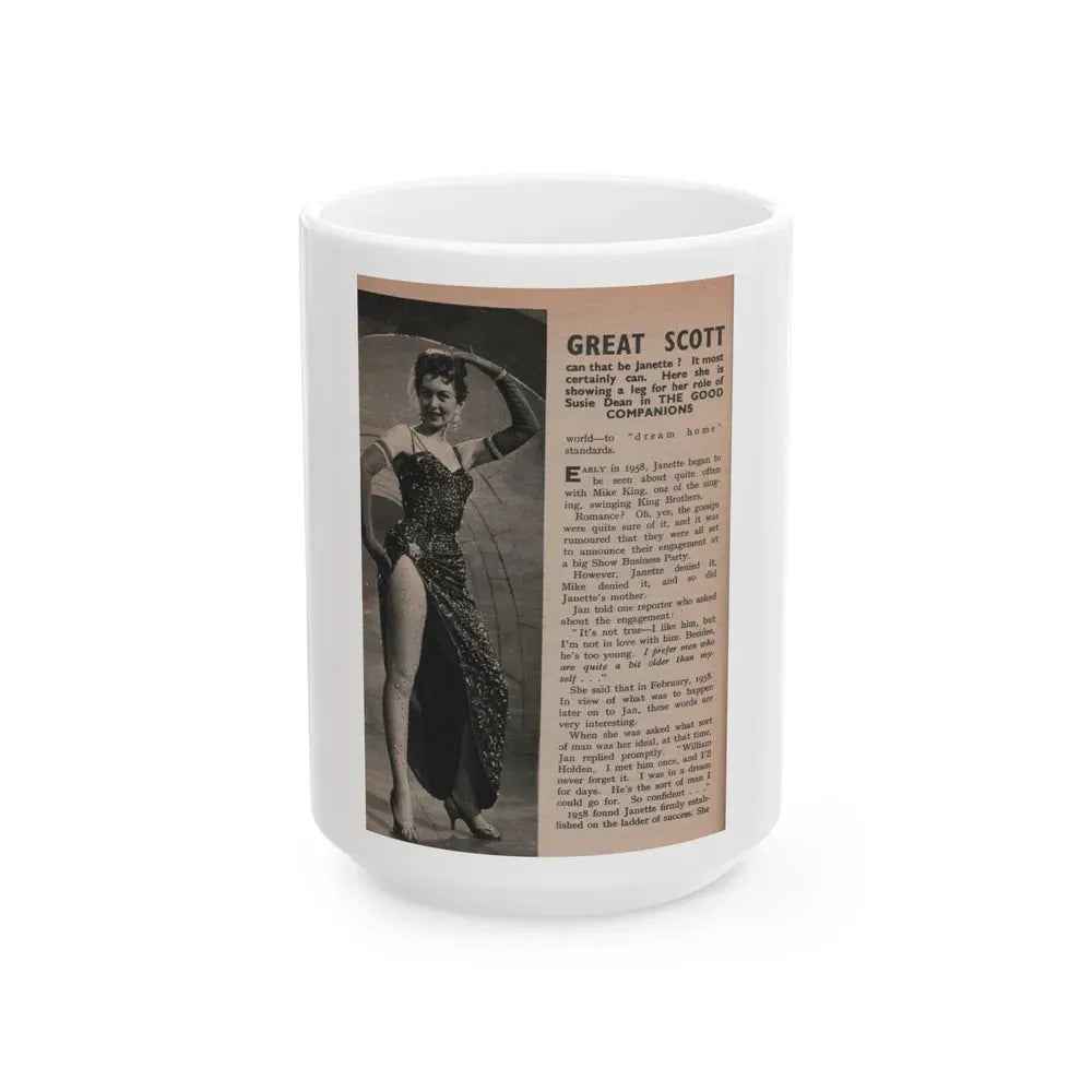 Janette Scott #57 - Life Story+Glamour Photos #38 Fans Star Library - Glamour Photo #5 (Vintage Female Icon) White Coffee Mug 15oz - Go Mug Yourself