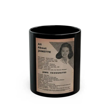 Janette Scott #59 - Life Story+Glamour Photos #38 Fans Star Library - Smaller Face Shot & All About Janette (Vintage Female Icon) Black Coffee Mug 11oz - Go Mug Yourself