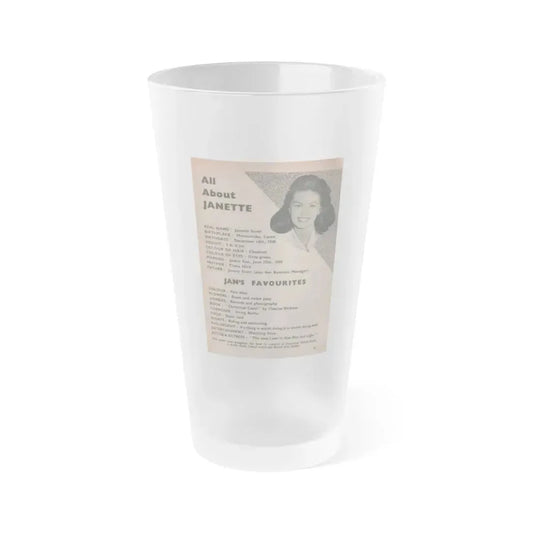 Janette Scott #59 - Life Story+Glamour Photos #38 Fans Star Library - Smaller Face Shot & All About Janette (Vintage Female Icon) Frosted Pint Glass 16oz 16oz Frosted - Go Mug Yourself
