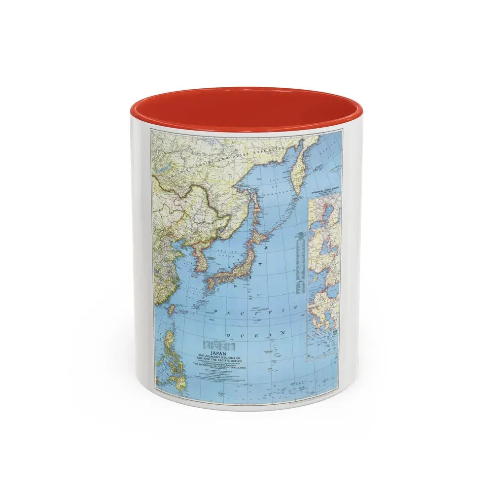 Japan and Adjacent Regions (1944) (Map) Accent Coffee Mug 11oz Red - Go Mug Yourself
