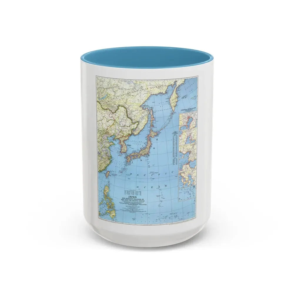 Japan and Adjacent Regions (1944) (Map) Accent Coffee Mug 15oz Light Blue - Go Mug Yourself
