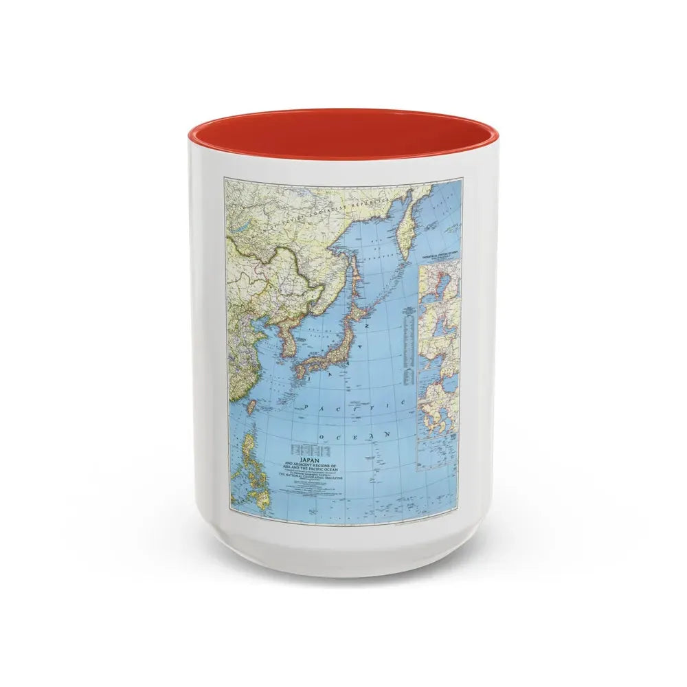 Japan and Adjacent Regions (1944) (Map) Accent Coffee Mug 15oz Red - Go Mug Yourself
