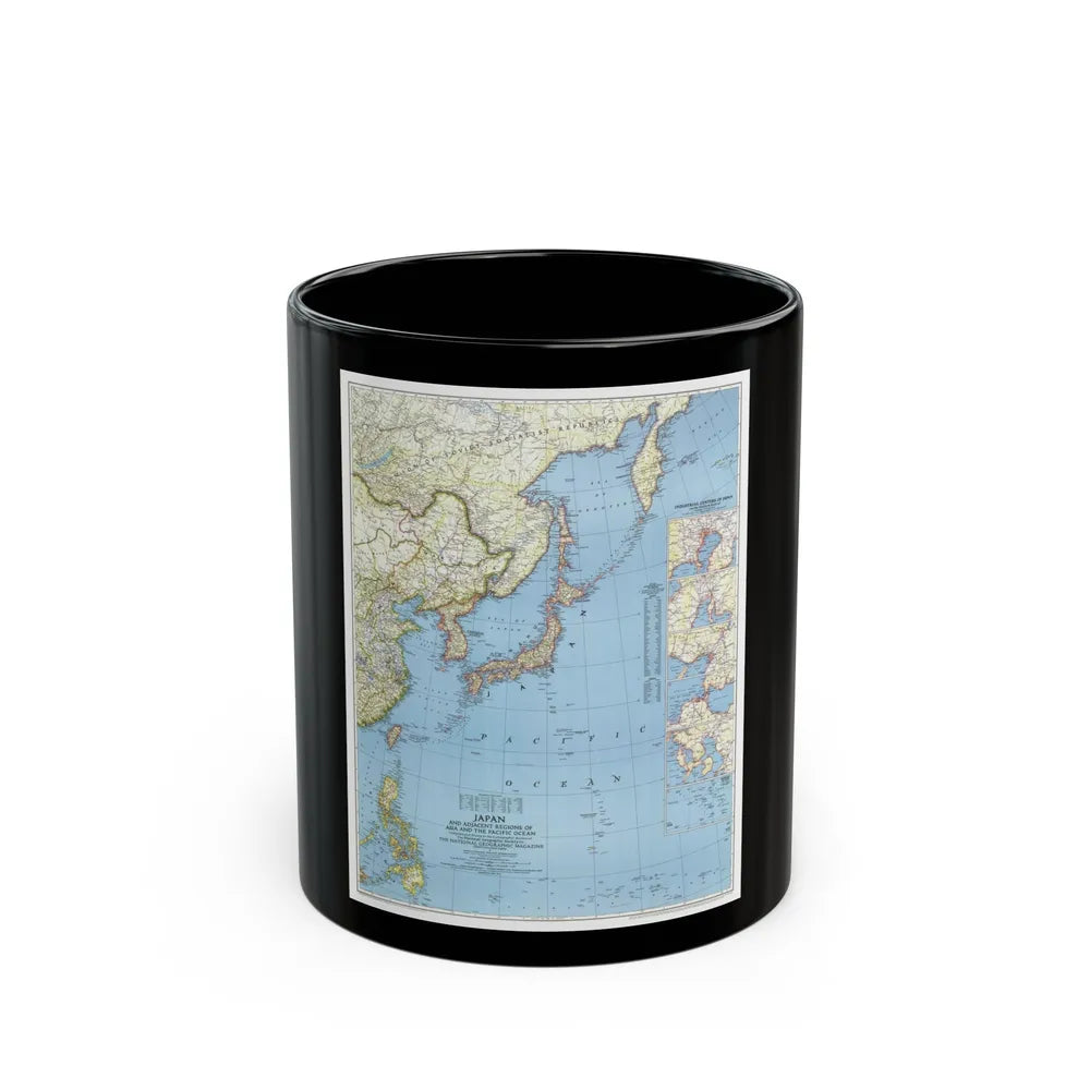 Japan and Adjacent Regions (1944) (Map) Black Coffee Mug-11oz-Go Mug Yourself