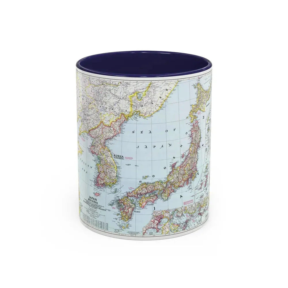 Japan and Korea (1945) (Map) Accent Coffee Mug 11oz Navy - Go Mug Yourself