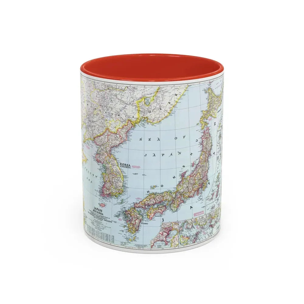 Japan and Korea (1945) (Map) Accent Coffee Mug 11oz Red - Go Mug Yourself