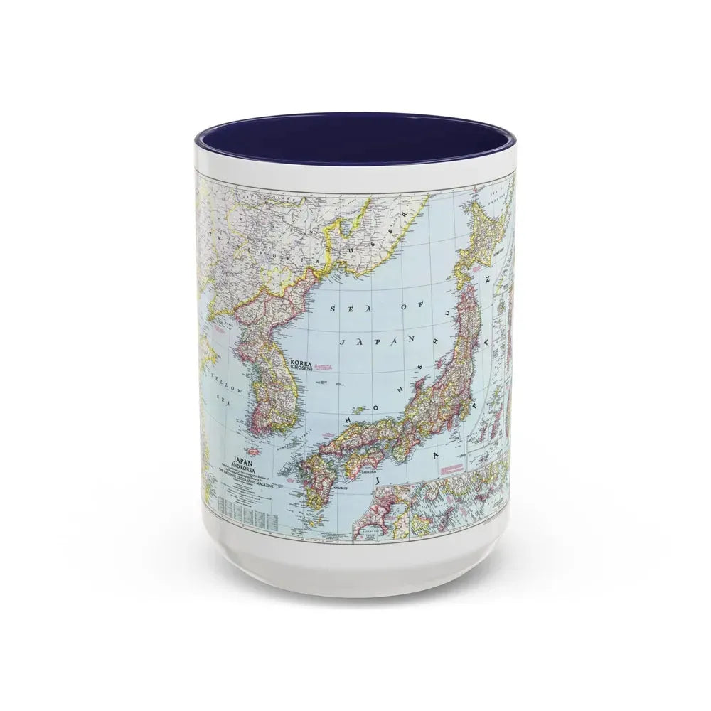 Japan and Korea (1945) (Map) Accent Coffee Mug 15oz Navy - Go Mug Yourself