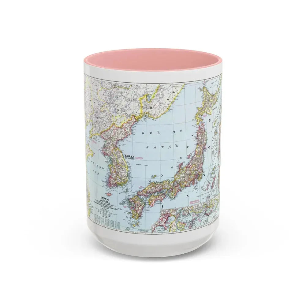 Japan and Korea (1945) (Map) Accent Coffee Mug 15oz Pink - Go Mug Yourself