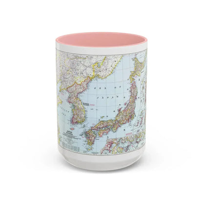 Japan and Korea (1945) (Map) Accent Coffee Mug 15oz Pink - Go Mug Yourself