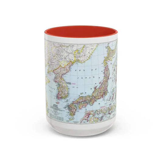 Japan and Korea (1945) (Map) Accent Coffee Mug 15oz Red - Go Mug Yourself