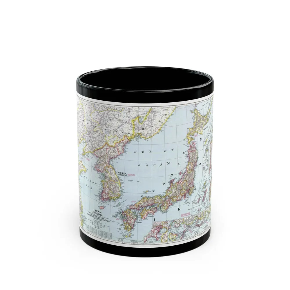 Japan and Korea (1945) (Map) Black Coffee Mug-11oz-Go Mug Yourself