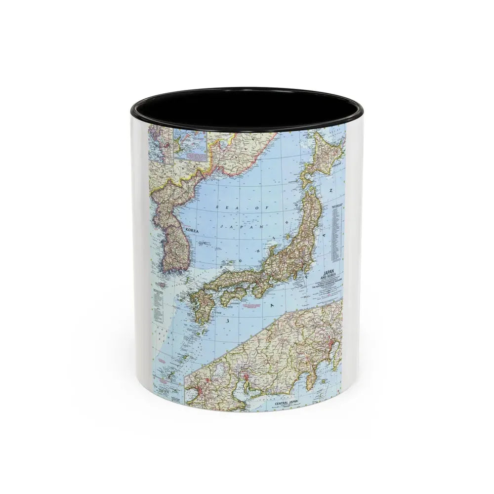 Japan and Korea (1960) (Map) Accent Coffee Mug 11oz Black - Go Mug Yourself