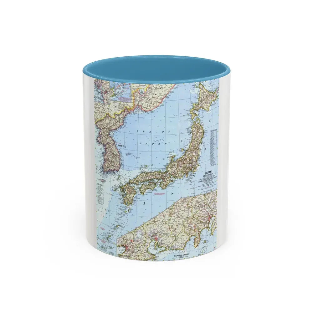Japan and Korea (1960) (Map) Accent Coffee Mug 11oz Light Blue - Go Mug Yourself