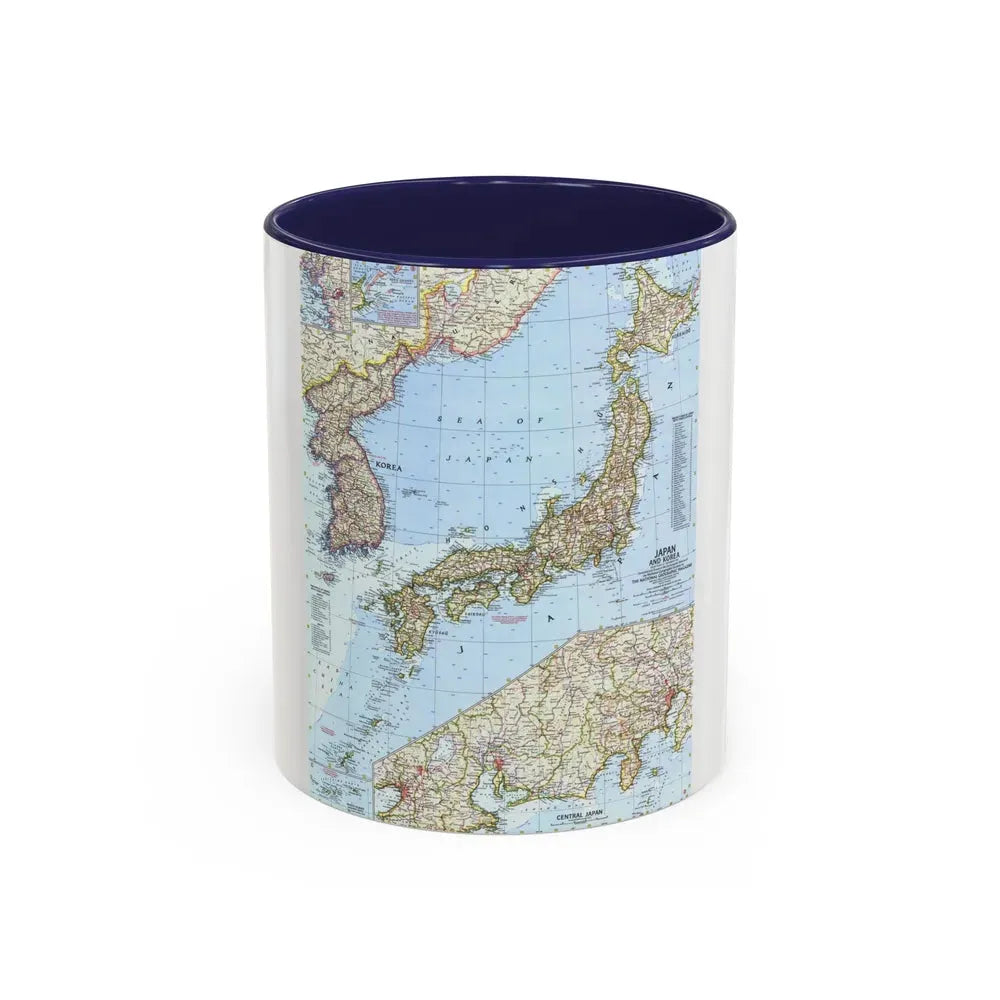 Japan and Korea (1960) (Map) Accent Coffee Mug 11oz Navy - Go Mug Yourself