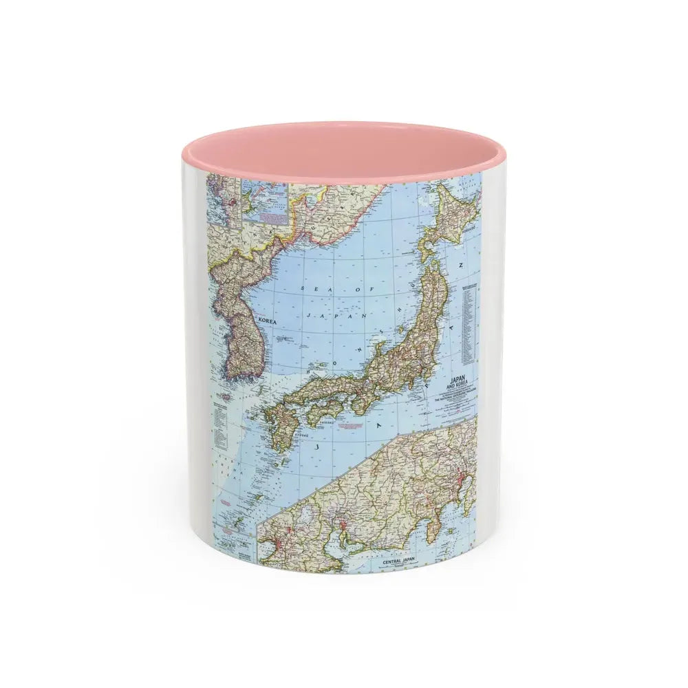 Japan and Korea (1960) (Map) Accent Coffee Mug 11oz Pink - Go Mug Yourself