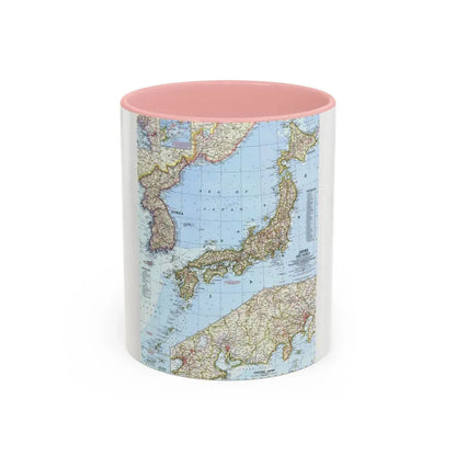 Japan and Korea (1960) (Map) Accent Coffee Mug 11oz Pink - Go Mug Yourself