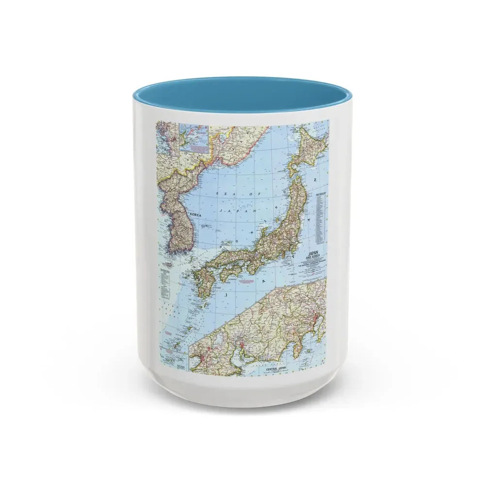 Japan and Korea (1960) (Map) Accent Coffee Mug 15oz Light Blue - Go Mug Yourself