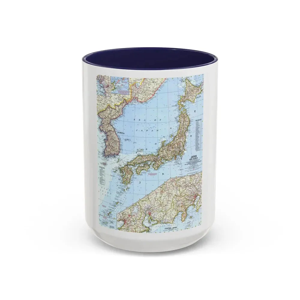 Japan and Korea (1960) (Map) Accent Coffee Mug 15oz Navy - Go Mug Yourself
