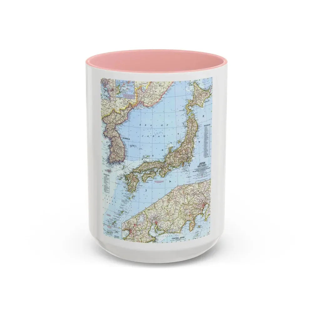 Japan and Korea (1960) (Map) Accent Coffee Mug 15oz Pink - Go Mug Yourself