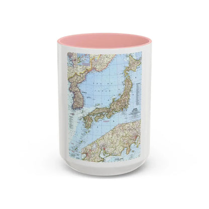 Japan and Korea (1960) (Map) Accent Coffee Mug 15oz Pink - Go Mug Yourself
