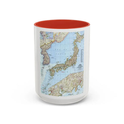 Japan and Korea (1960) (Map) Accent Coffee Mug 15oz Red - Go Mug Yourself