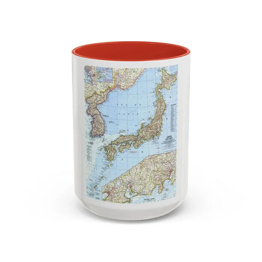 Japan and Korea (1960) (Map) Accent Coffee Mug 15oz Red - Go Mug Yourself
