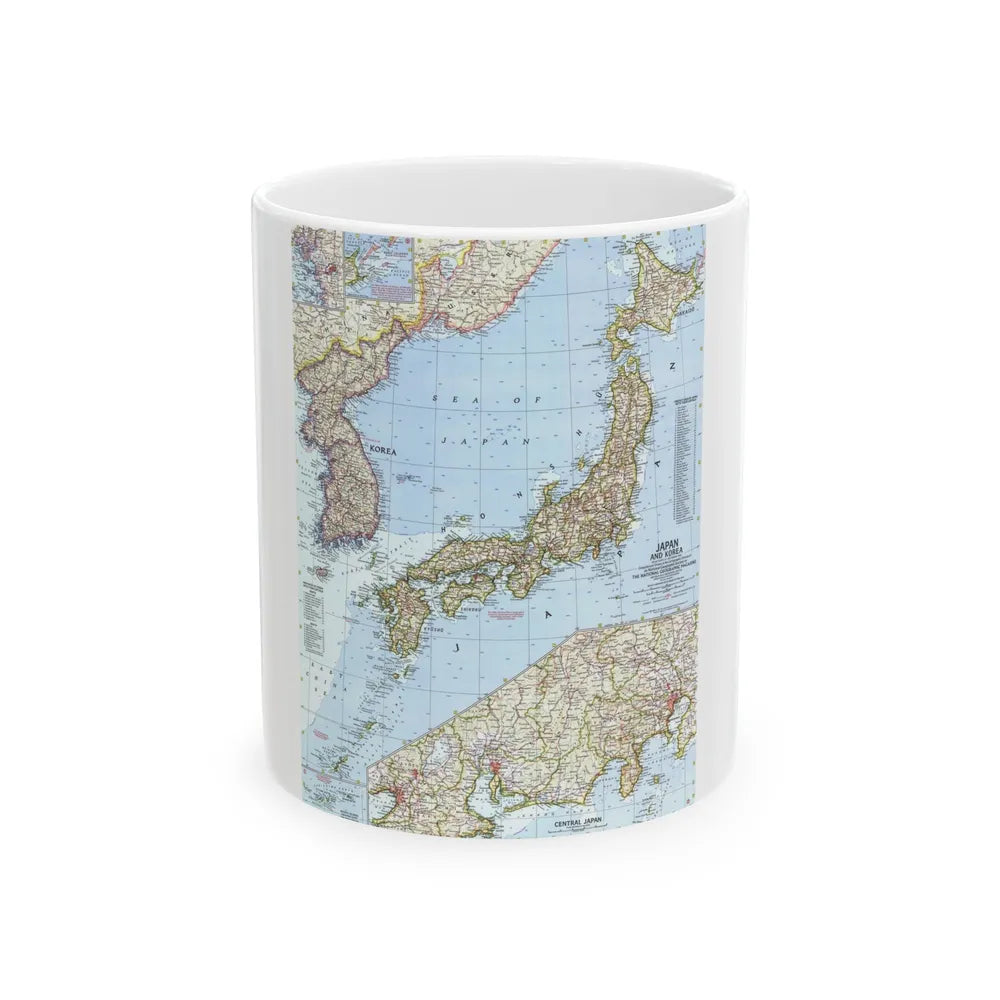 Japan and Korea (1960) (Map) White Coffee Mug-11oz-Go Mug Yourself