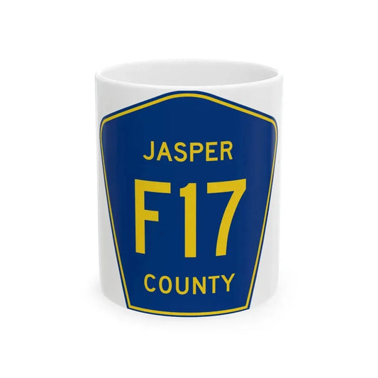 Jasper County Route F17 IA (Iowa) (Road Sign) White Coffee Mug 11oz - Go Mug Yourself