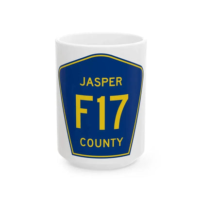 Jasper County Route F17 IA (Iowa) (Road Sign) White Coffee Mug 15oz - Go Mug Yourself