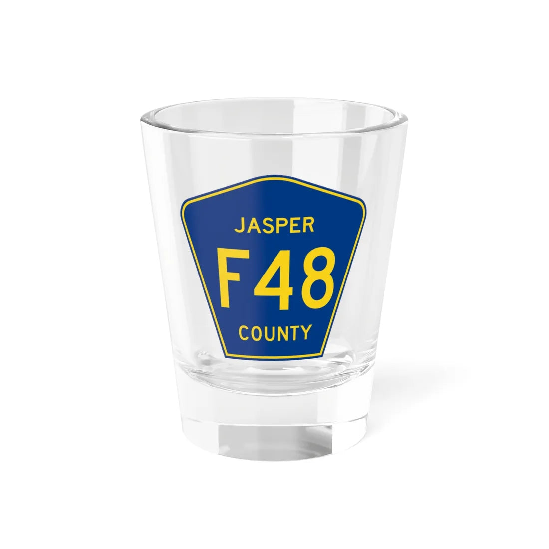 Jasper County Route F48 IA (Iowa) (Road Sign) Shot Glass 1.5oz 1.5oz - Go Mug Yourself