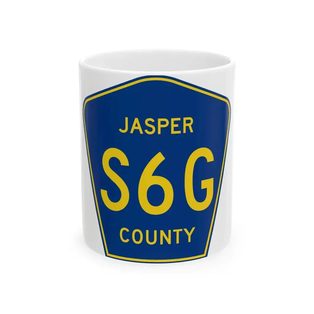 Jasper County Route S6G IA (Iowa) (Road Sign) White Coffee Mug 11oz - Go Mug Yourself