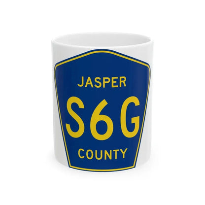 Jasper County Route S6G IA (Iowa) (Road Sign) White Coffee Mug 11oz - Go Mug Yourself