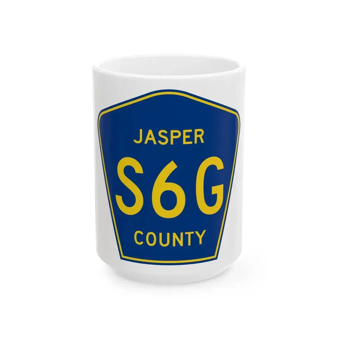 Jasper County Route S6G IA (Iowa) (Road Sign) White Coffee Mug 15oz - Go Mug Yourself