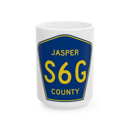 Jasper County Route S6G IA (Iowa) (Road Sign) White Coffee Mug 15oz - Go Mug Yourself