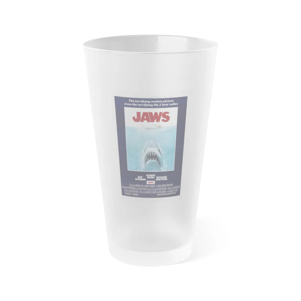 JAWS 1975 Movie Poster - Frosted Pint Glass 16oz-16oz-Frosted-Go Mug Yourself