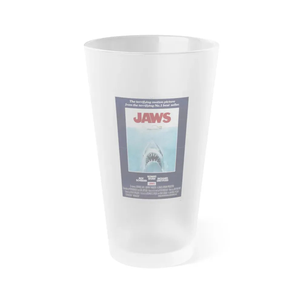 JAWS 1975 Movie Poster - Frosted Pint Glass 16oz 16oz Frosted - Go Mug Yourself