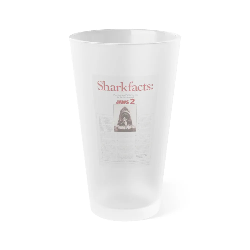 JAWS 2 (TEASER) 1978 Movie Poster - Frosted Pint Glass 16oz-16oz-Frosted-Go Mug Yourself