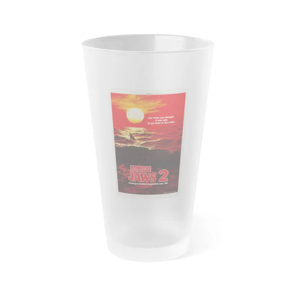 JAWS 2 (TEASER 2) 1978 Movie Poster - Frosted Pint Glass 16oz-16oz-Frosted-Go Mug Yourself